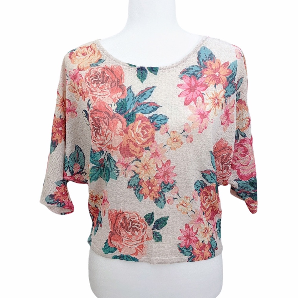Los Angeles RMD Floral batwing top pink size large